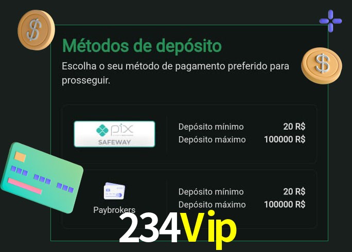 O cassino 234Vip oferece uma grande variedade de métodos de pagamento